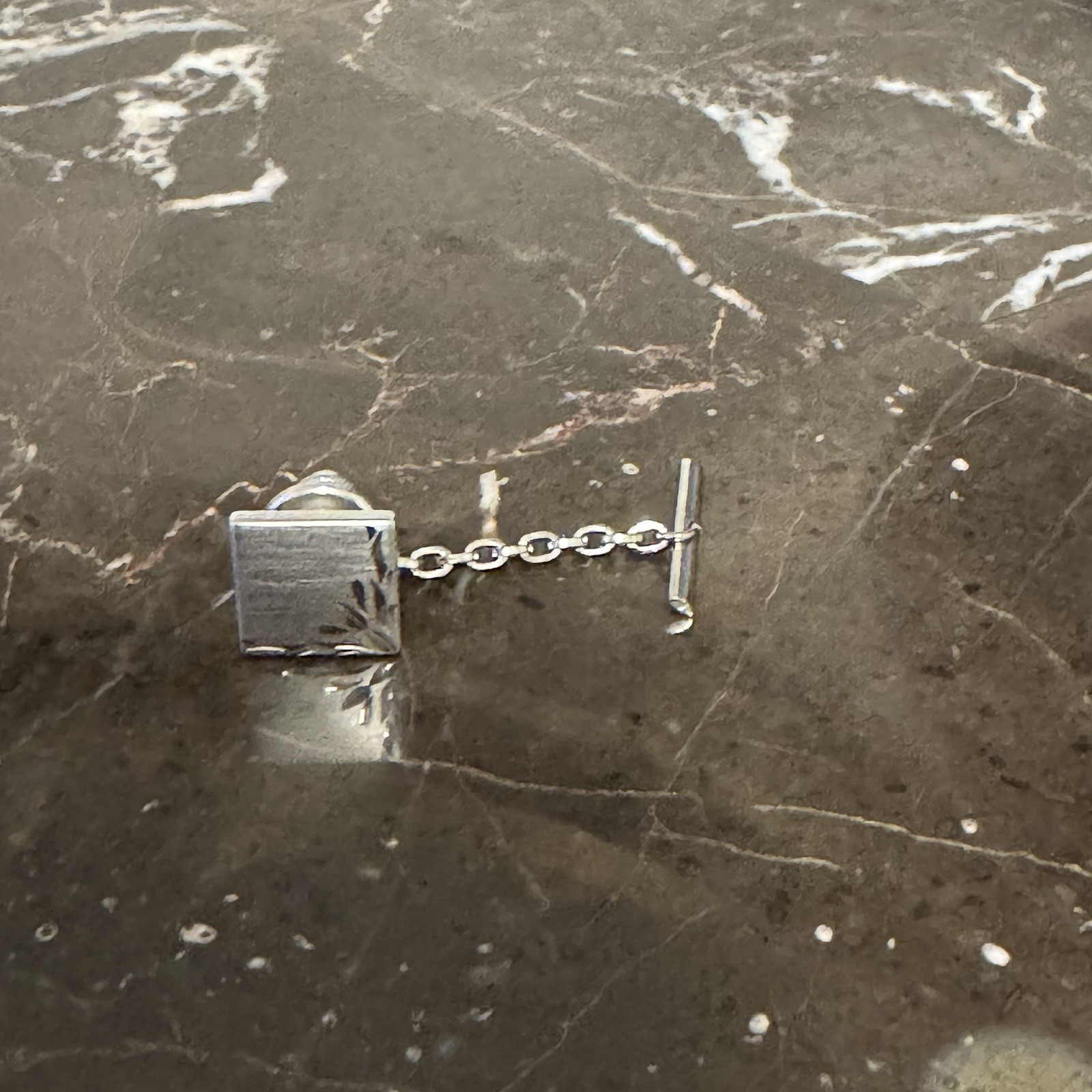 Sterling Silver Vintage Square Pin Tie Tack