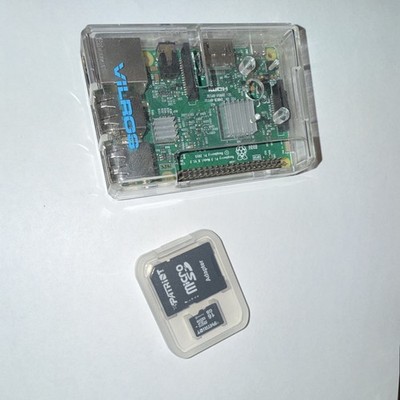 Raspberry Pi 3 Model B with case, heatsinks and 16GB micro SD card