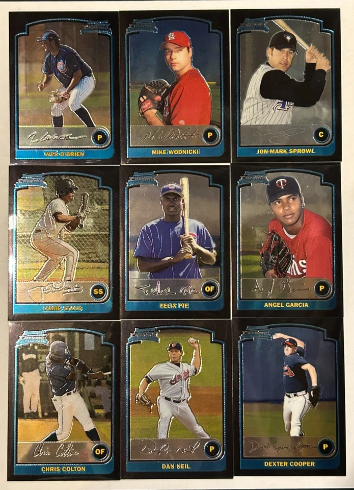 Lote de 36 tarjetas de autos de béisbol Bowman 2003 cromados. Refractores y novatos M/NM Foto 4 de 4