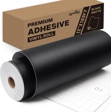Permanent Vinyl - 12" x100FT Black Matte Adhesive Vinyl Roll, Compatible with Cr