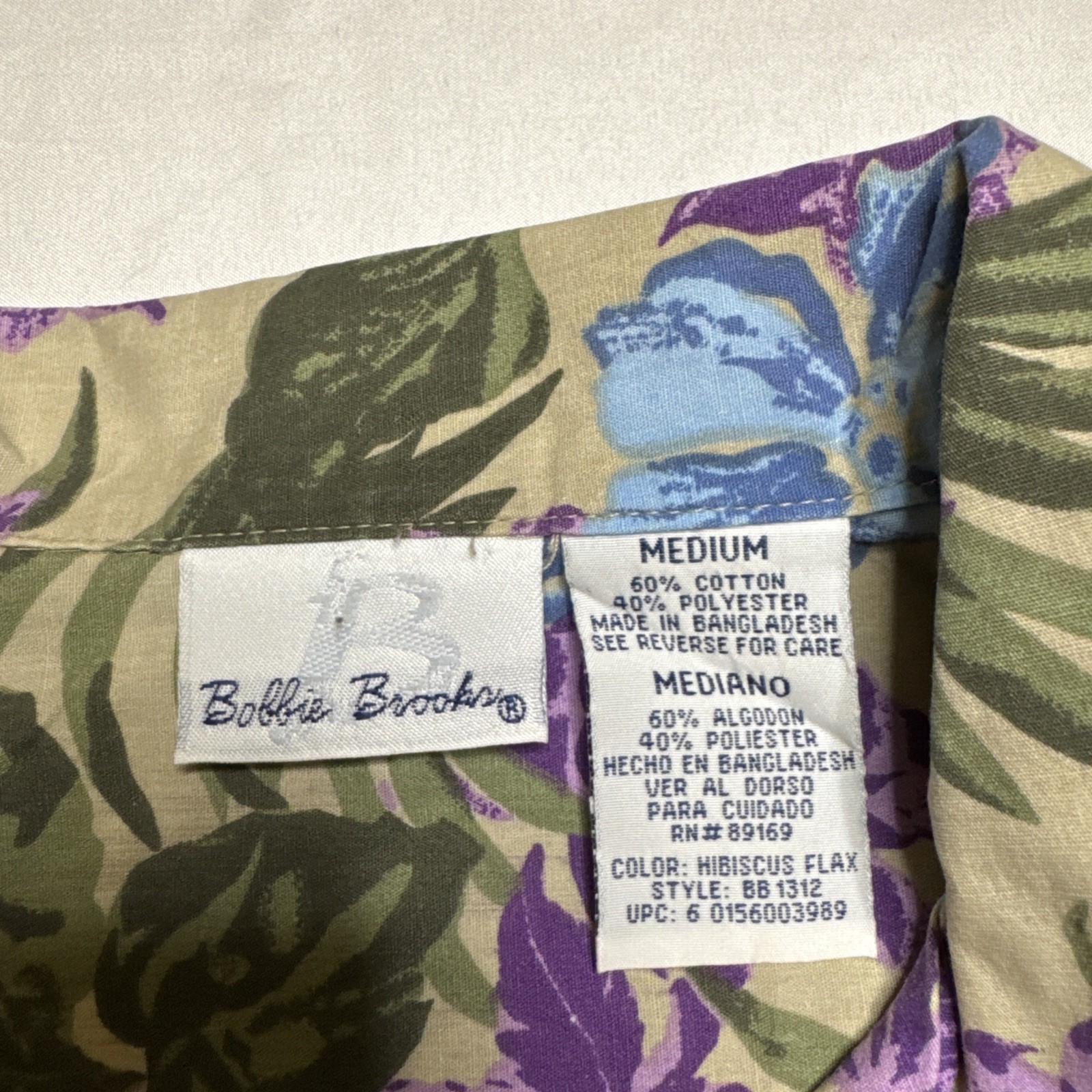 Bollie Brooks Tropical Floral Hawaiian Medium Shirt Made In Bangladesh image 3