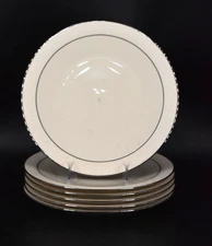 Set of 6 VTG Franciscan Moon Glow Dinner Plates Embossed Rim Cream China 10.5"