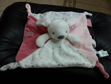 OBAIBI OKAIDI DOUDOU LAPIN PLAT BLANC ROSE ATTACHE TETINE ETOILE POIS 