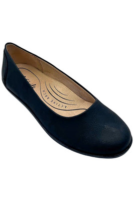 LifeStride Womens Nonchalant Ballet Flat Black Leather