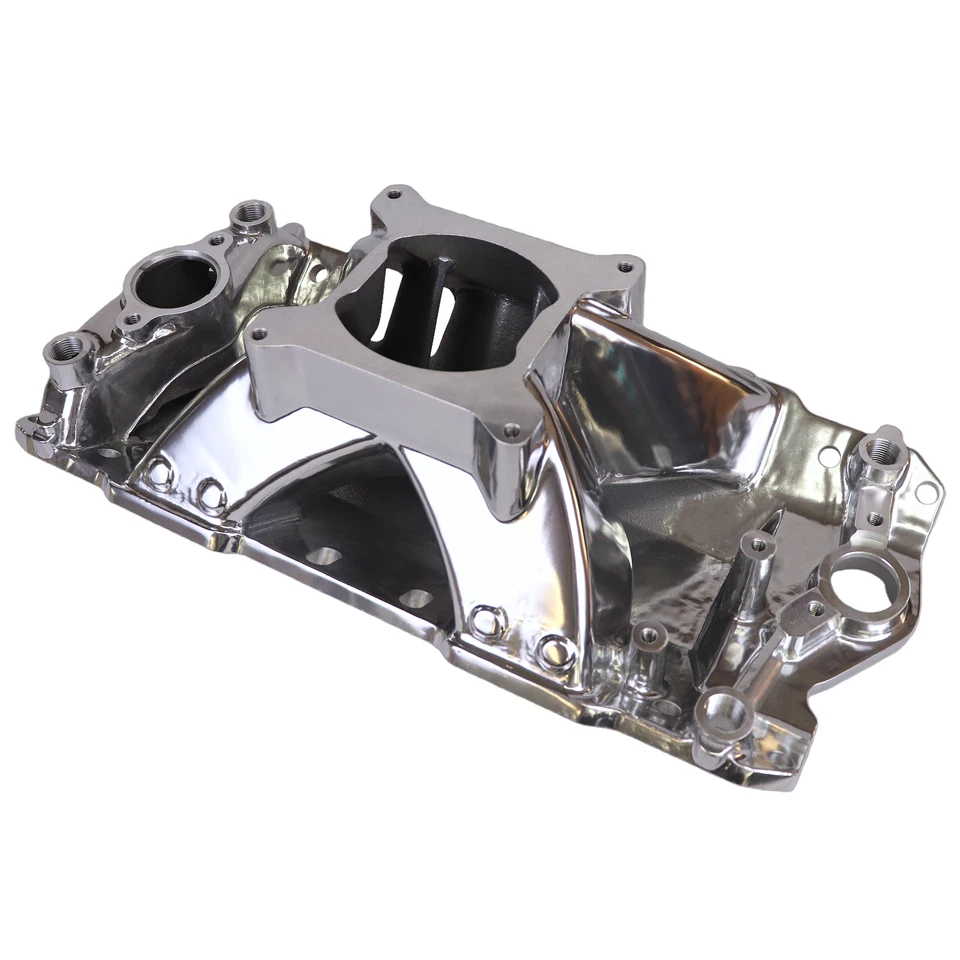 HI RISE Single Plane Intake Manifold for 57-95 Small Block Chevy 350 Polished Foto 4 de 4