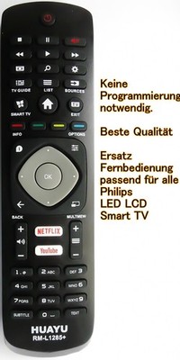 Ersatz Fernbedienung für Philips TV 49PUS6262, 32PFT4132, 22PFT4022, 32PHT4112