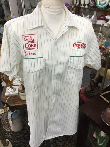 Vintage Coca Cola Uniform Shirt Striped Shirt Size M, Preowned