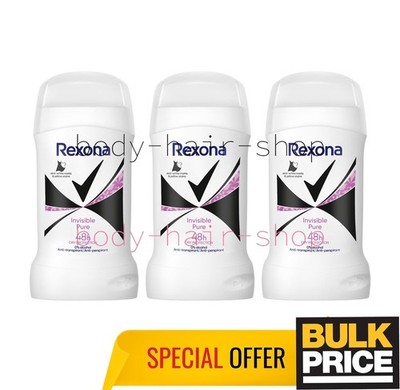 Rexona Invisible Pure Women Stick Deodorant Anti-white Marks Fresh Scent 3-Pcs