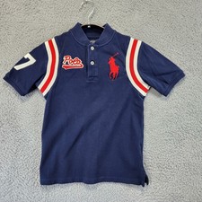 Polo Ralph Lauren Boys Size S/P 8 Navy Blue Polo Shirt Big Pony Logo 67 Sporty