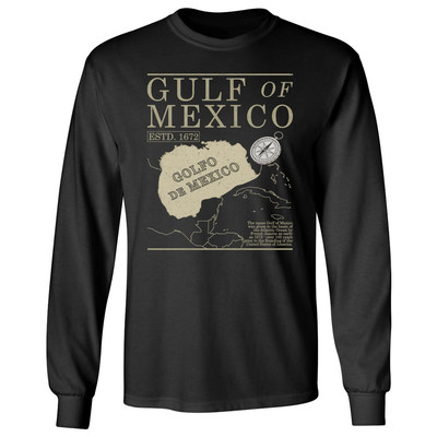 Gulf Of Mexico 1672 Golfo de Mexico Historic Map Long Sleeve Tshirt