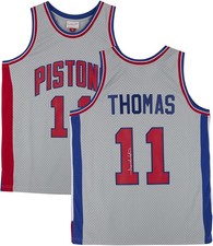 Isiah Thomas Pistons Signed Mitchell & Ness Chrome 1982-1983 Swingman Jersey