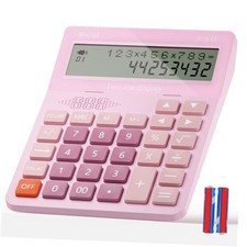 Calculators Desktop, Desk Calculator with Large 2 Line Display, Talking Pink