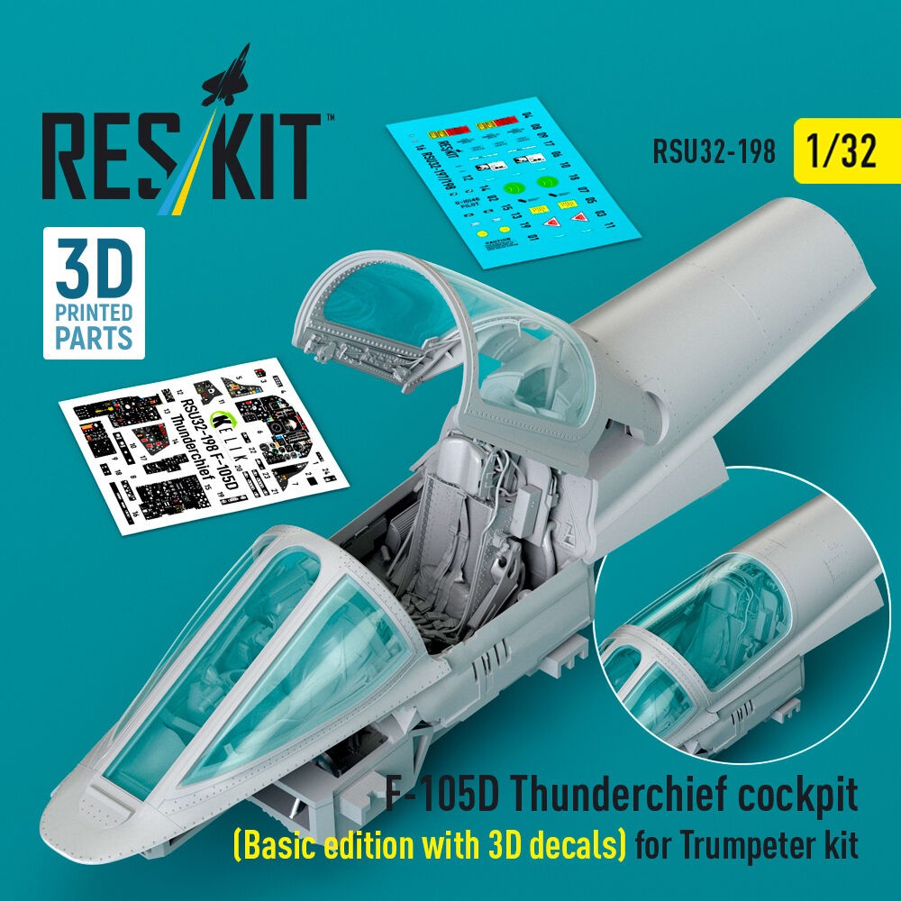 ResKit RSU32-0198 1:32 F-105D Thunderchief Cockpit 3D Basic Edition Resin Kit