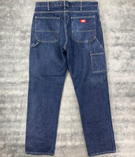 Dickies Mens 36x34 Relaxed Fit Carpenter Jeans Blue Dark Wash Workwear