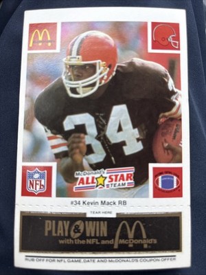 1986 McDonald's Play & Win - All-Star Team Kevin Mack Gold Brown Tab RC Rookie