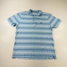 Brooks Brothers Polo Shirt Light Blue White Striped Short Sleeve Mens Size Large