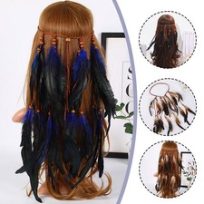 Women Colorful Feather Hair Band Ethnic Headband Retro Bohemian US..