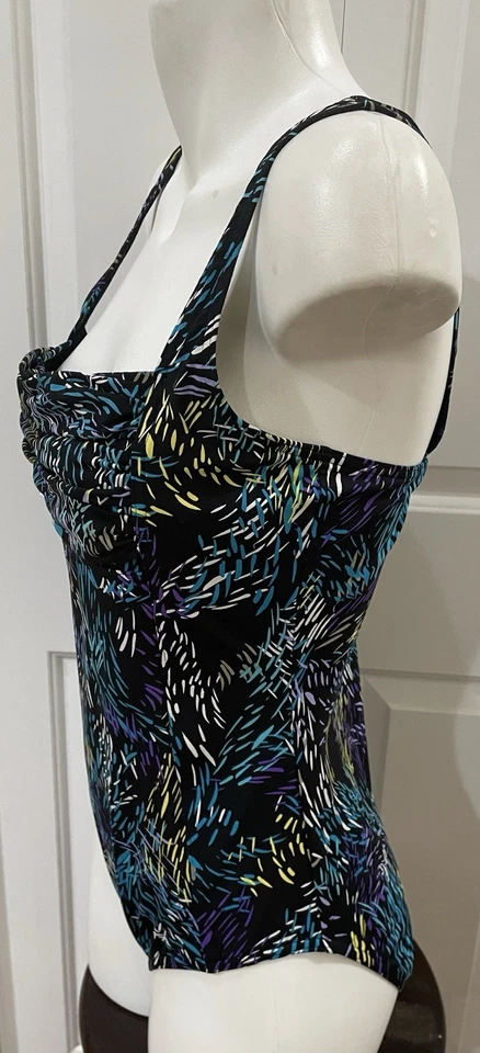 Купальный костюм цельный купальник Calvin Klein размер 12 черный белый бирюзовый - Изображение 4 из 4