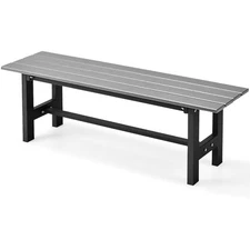 Patiojoy Outdoor HDPE Bench w/ Metal Frame 47" x 14" x 16" for Yard Garden