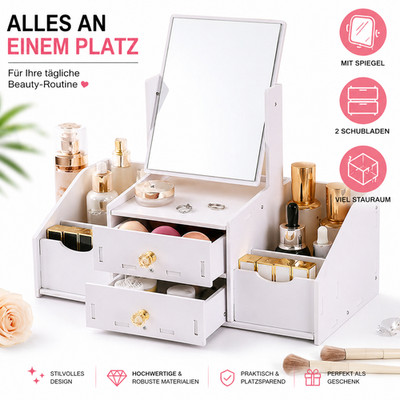 Kosmetik Organizer mit Spiegel & Schubladen   Make Up Aufbewahrung, Schminktisch