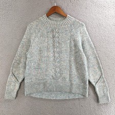 Loft Sweater Womens XS Speckled Mock Neck Pullover Casual Knit Long Sleeve Teal