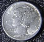 1920 Mercury Dime. Full Bands. 90% Silver. Free Shipping!