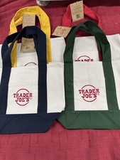 Trader Joe's Mini Canvas Tote Bag Set Of 4 Red Blue Green Yellow Brand New2025 