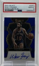 Walt Frazier Auto PSA 10 - 2022 Panini Select Blue Prizm /49 -Knicks, Clyde, HOF