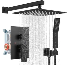 Luxury Matte Black Rainfall Shower System – High Pressure 10-Inch Square Shower