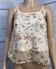 Vintage Anxiety Floral Sheer Chiffon Camisole Tank Top Y2K Cottagecore Sz M USA