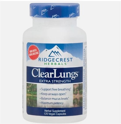 Ridgecrest Clearlungs Extra Strength Herbal Decongestant 120 V.Caps Exp. 6/2029