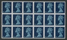 GB 1969 QE2 1/6d AOP Pre-decimal Machin - block of 18 stamps SG 743c MNH (FJ289)