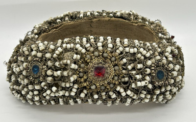 18-19th Century Bavarian Kranl Krönl Beaded Head Adornment Crown Form Headdress