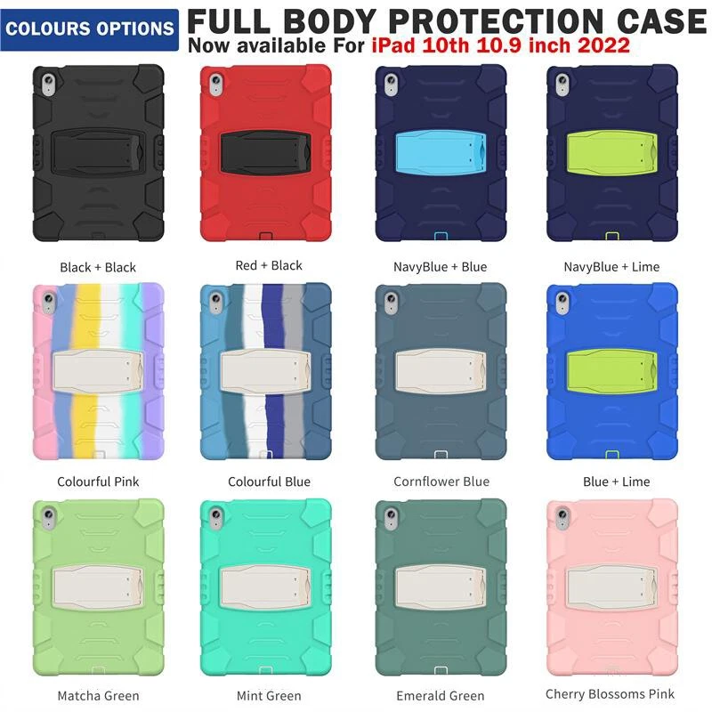 Rugged Shockproof Stand Case For iPad 7 8 9th 10th Generation 10.2 10.9 Air Mini - Image 2 of 4