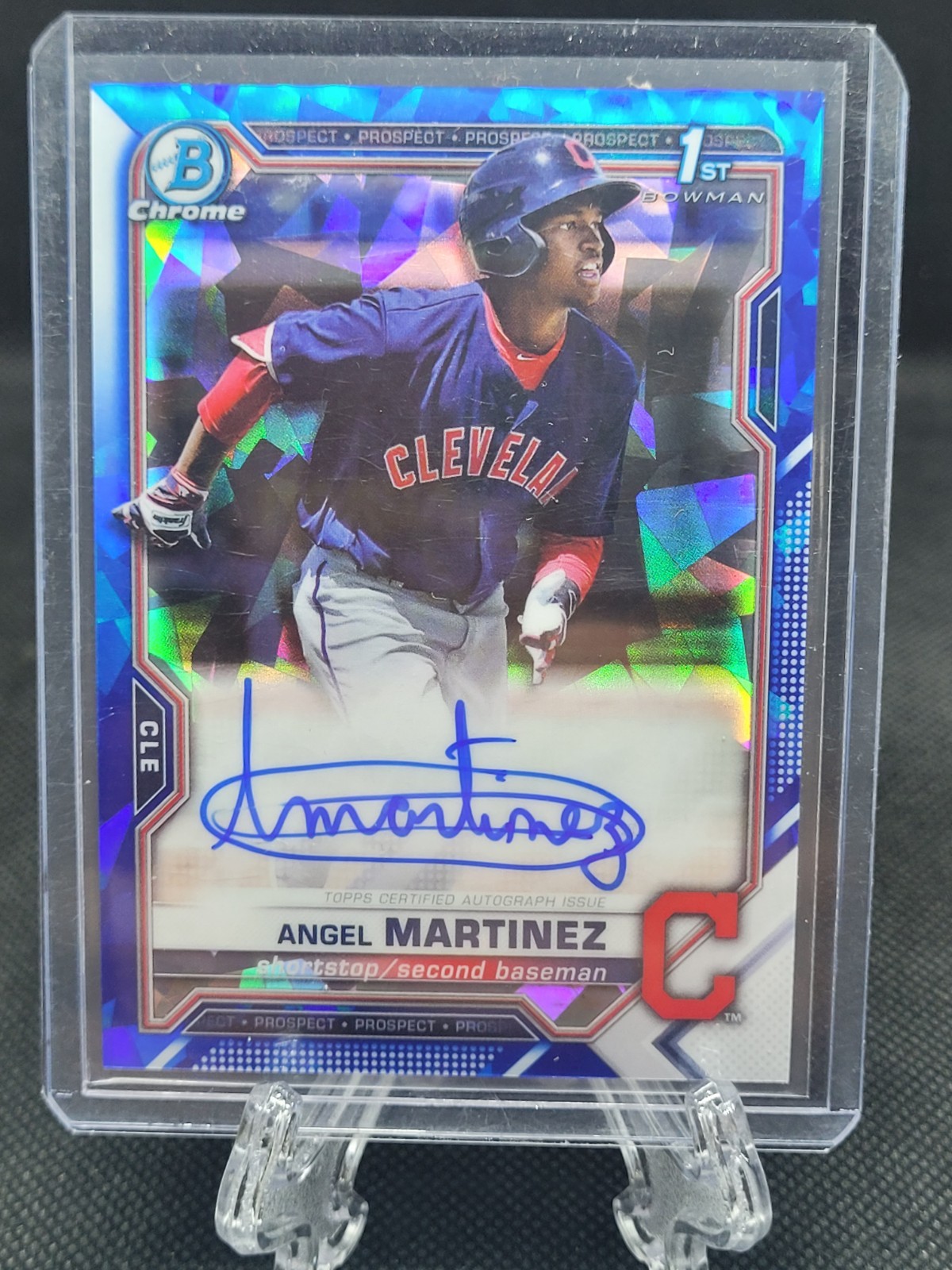 Angel Martinez 1st Auto 2021 Bowman Chrome Sapphire Rookie Cleveland Guardians