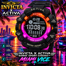 NEW Invicta X Activa Digital Essentials Black Pink Orange 50MM Mens Watch $99!