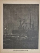 WWI WW1 French PRINT BATTLE CRUISER ENTERING SCAPA FLOW  ~ NAVAL WAR