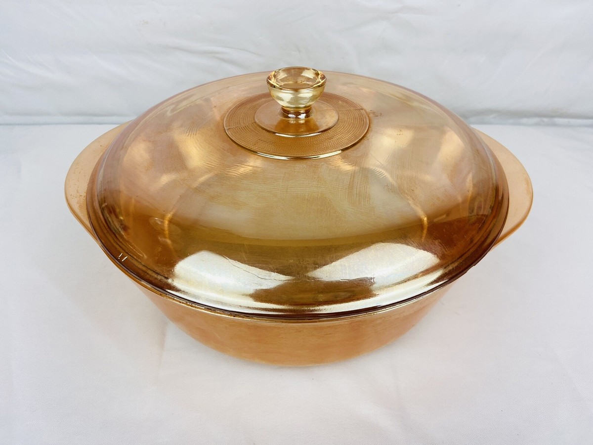 Vintage 10” Covered Casserole Dish Marigold Lustre ware 3 QT