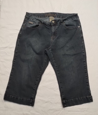 Bubblegum Women's Size 18 Capri Blue Jeans Net Design Pockets Stretch 36W x16.5L