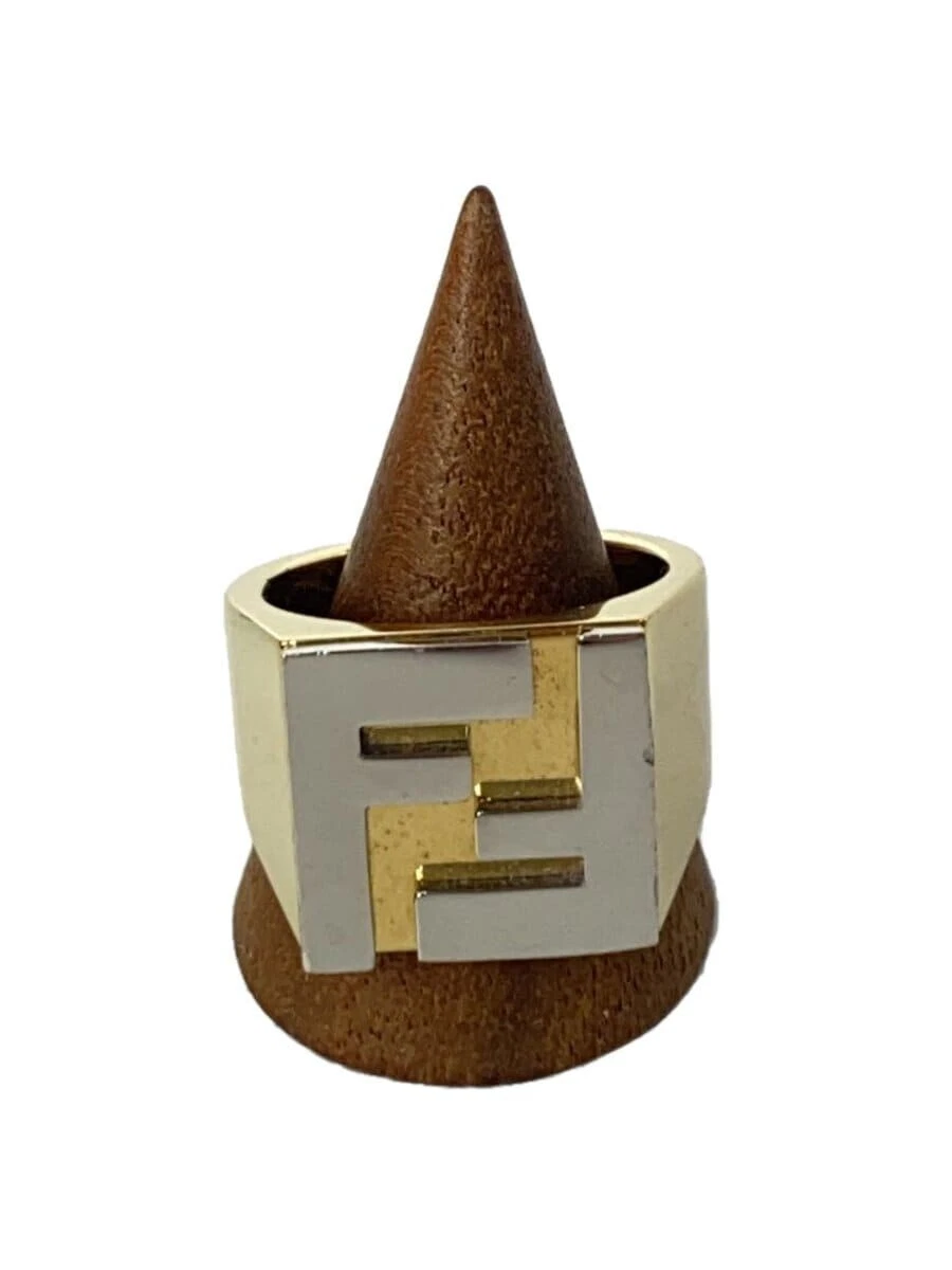 Anello Fendi 7AJ257 Oro × Argento Anello Metallo Accessorio FF Logo Uomo Taglia:M