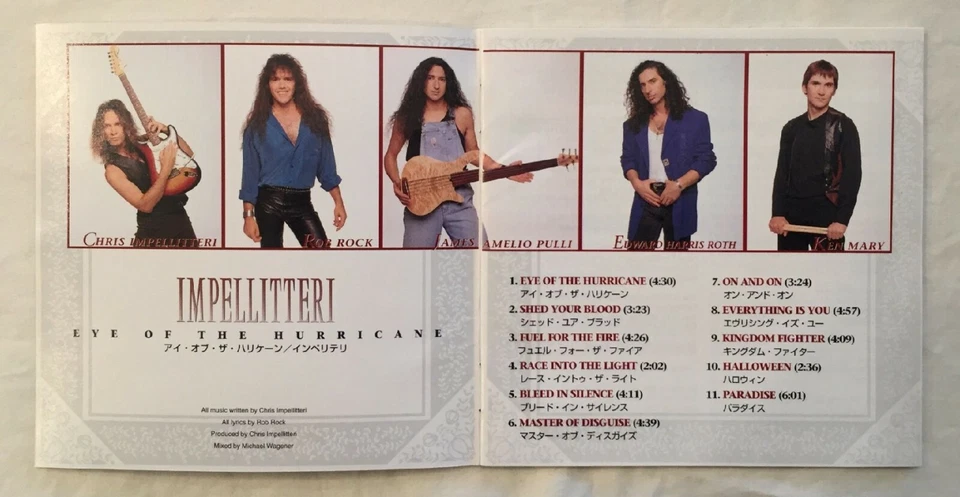 Impellitteri - Eye Of The Hurricane (Japan CD w/OBI) VICP-60167 Rob Rock Vocals Foto 4 de 4