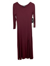 NWT Lulus Maroon Burgandy Maxi 3/4 Sleeve Side Slit Dress Size Medium