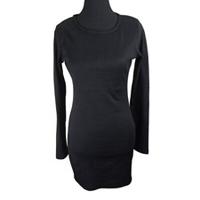 Princess Polly Womens Bodycon Dress Size 8 Black Ribbed Witchy Club Grunge Light