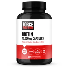 Force Factor Biotin 10000mcg Healthier Hair-Skin-Nails & Hair Growth Supplement