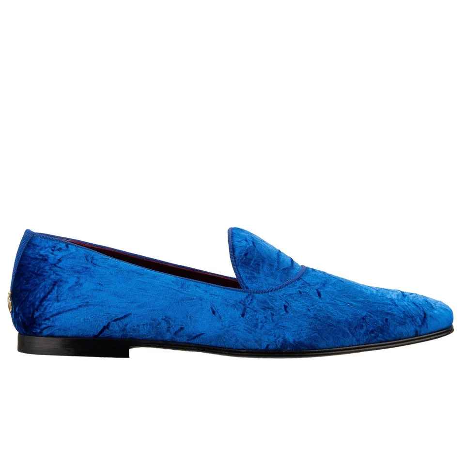 Mocassins Mocassins Dolce & Gabbana DG Logotipo Dourado Veludo Azul 44 Reino Unido 10 EUA 11 - Imagem 4 de 4