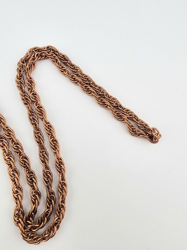 Vintage SOLID COPPER Bell Faux Turquois Pendant Necklace - Picture 6 of 7