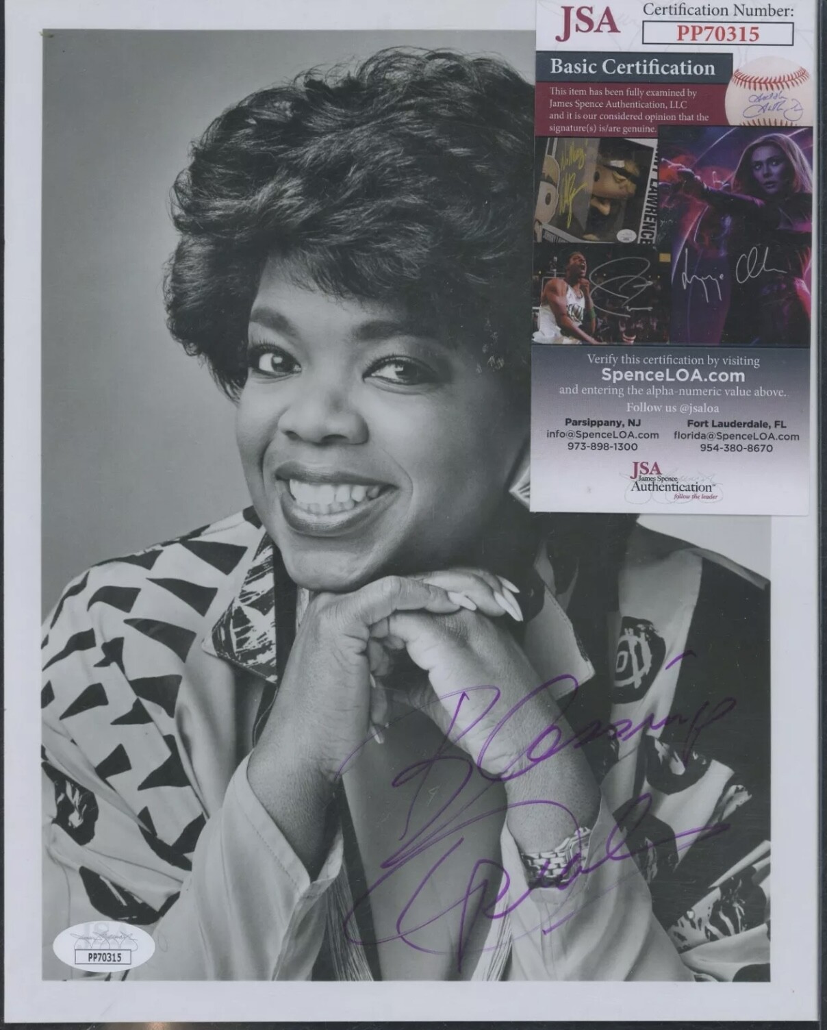 Oprah Winfrey Signed In Person 8x10 B&W Promo Photo - JSA COA, AUTHENTIC