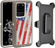 For Galaxy S23 Ultra ONLY Defender Case Belt Clip Fits Otterbox USA Flag
