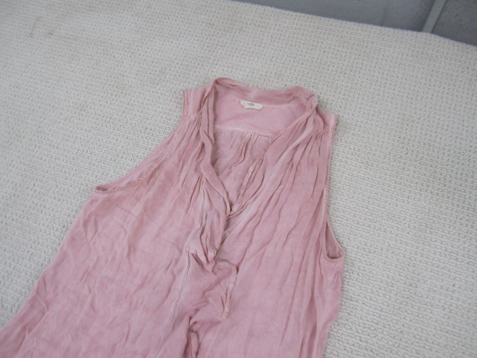 Entro 衬衫女式中号粉色开襟休闲人造丝荷叶边 — 第 2/4 张图片