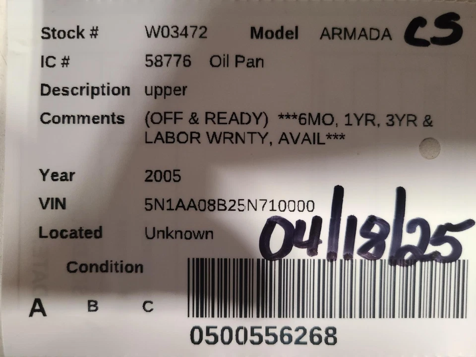 Used Upper Engine Oil Pan fits: 2005 Nissan Armada upper Upper Grade A - Image 3 of 4